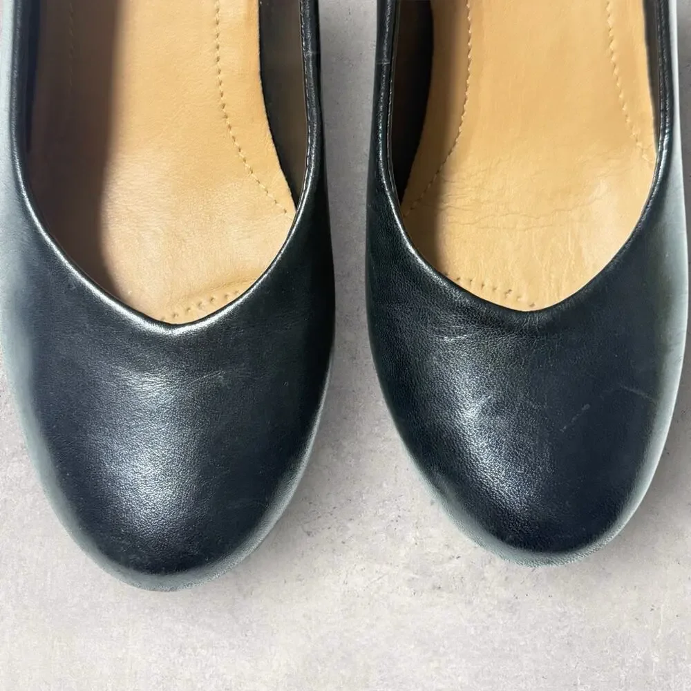 Clarks Artisan Women's Black Leather Slip On Wedge Heel SZ/5M